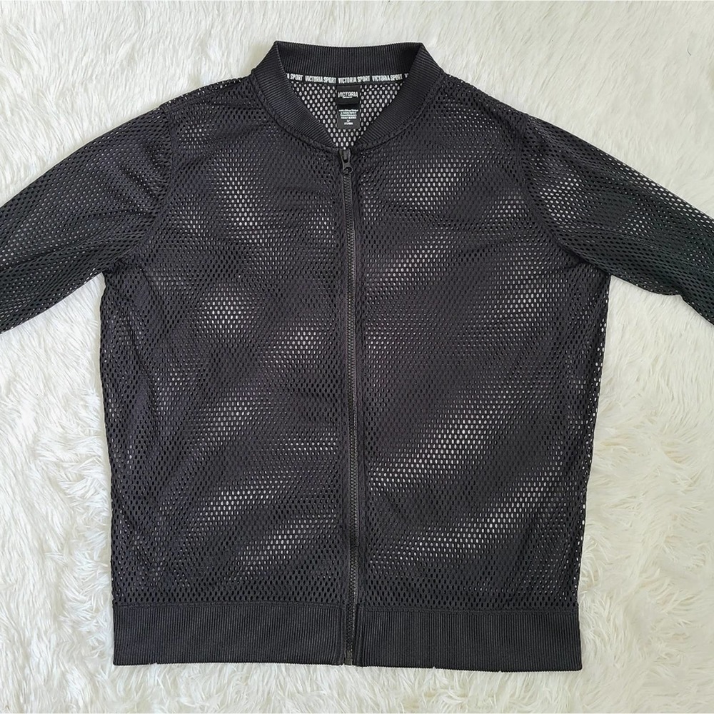 Victoria's‎ Secret Sport Black Mesh Zip Up Jacket SZ M